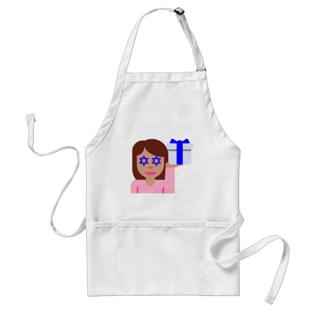 chanukkah hair flip emoji adult apron (Front)
