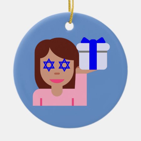 Chanukkah Hair Flip Emoji Ceramic Ornament