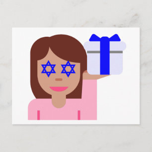 chanukkah hair flip emoji holiday postcard
