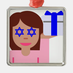 chanukkah hair flip emoji metal ornament