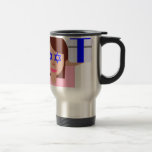 chanukkah hair flip emoji travel mug<br><div class="desc">hanukkah, chanukkah, "hair flick emoji", emoji, "info girl emoji", "pink girl emoji", jewish, jew, hebrew, hannukah, channukah, "star of david"  kawaii "information emoji" pastel pink woman girl gift present</div>