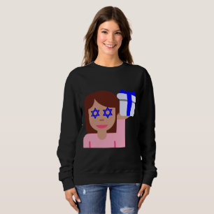 chanukkah hair flip emoji womens sweatshirt