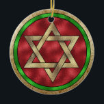 Chanukkah Star of David Ceramic Ornament<br><div class="desc">Think themes! Play with background colors, add or delete text, and (for a bit of an extra fee added already here, but can be deleted) customize the back with images, color, your logo / business info., etc.! These are also great for gifts or to use as the finishing touch of...</div>