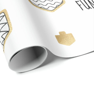 Chanukkah Wrapping Paper Black Gold Personalize