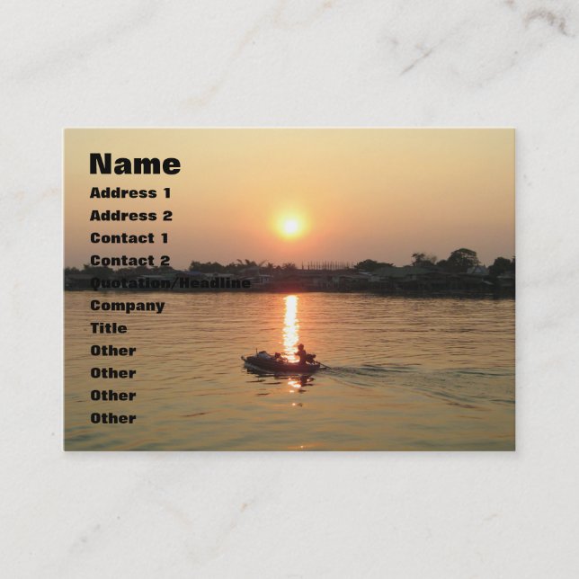 Chao Phraya River Sunset ... Ayutthaya, Thailand Business Card (Front)