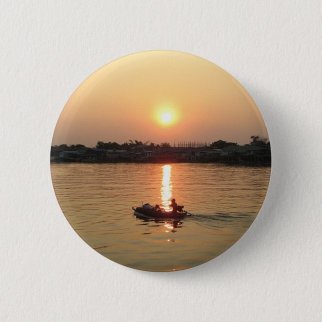 Chao Phraya River Sunset ... Ayutthaya, Thailand Button (Front)