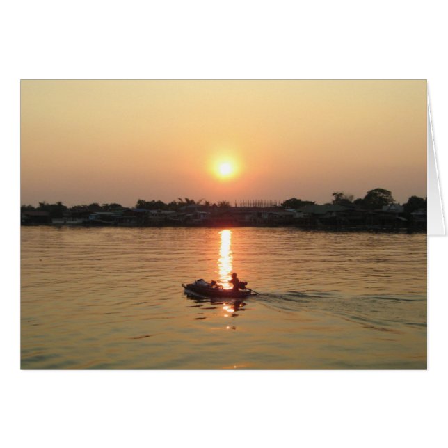 Chao Phraya River Sunset ... Ayutthaya, Thailand Cards (Front Horizontal)