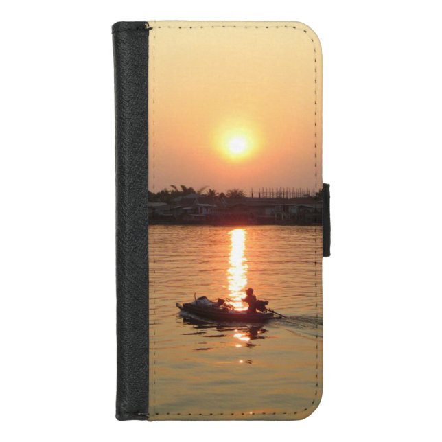 Chao Phraya River Sunset ... Ayutthaya, Thailand iPhone Wallet Case (Front)