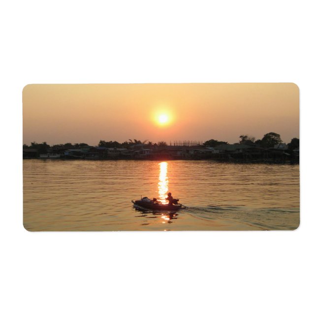 Chao Phraya River Sunset ... Ayutthaya, Thailand Label (Front)