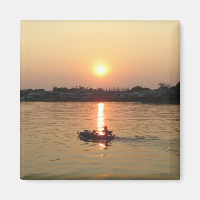 Chao Phraya River Sunset ... Ayutthaya, Thailand Magnet (Front)