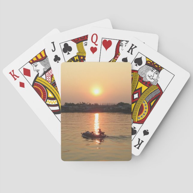 Chao Phraya River Sunset ... Ayutthaya, Thailand Poker Cards (Back)