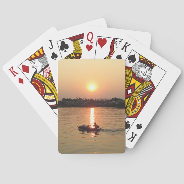 Chao Phraya River Sunset ... Ayutthaya, Thailand Poker Cards (Back)