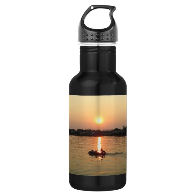 Chao Phraya River Sunset ... Ayutthaya, Thailand Stainless Steel Water Bottle (Front)