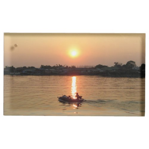 Chao Phraya River Sunset  Ayutthaya Thailand Table Card Holder