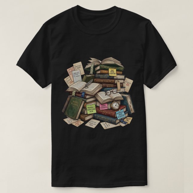 Chaos Academia Books & Notes T-Shirt (Design Front)