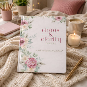 Chaos and Clarity Pink Peony Flowers Notebook