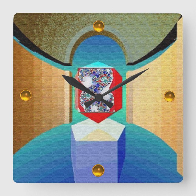 CHAOS AND ORDER TEMPLE Surreal Fractal Art Square Wall Clock (Front)