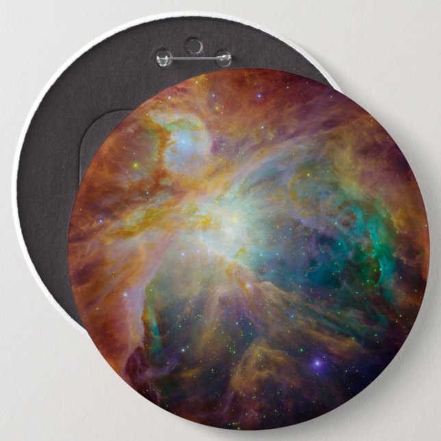 Chaos at Heart of Orion Spitzer Hubble Composite Button (Front & Back)