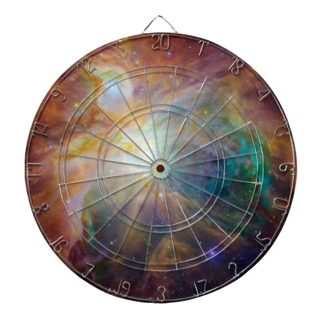 Chaos at Heart of Orion Spitzer Hubble Composite Dart Board (Front)
