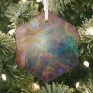 Chaos at Heart of Orion Spitzer Hubble Composite Glass Ornament