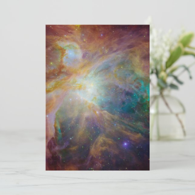 Chaos at Heart of Orion Spitzer Hubble Composite Holiday Card (Standing Front)