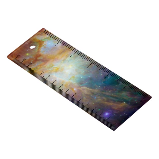 Chaos at Heart of Orion Spitzer Hubble Composite Ruler (Angled)