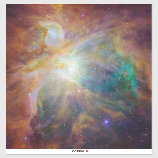 Chaos at Heart of Orion Spitzer Hubble Composite Sticker (Sheet)