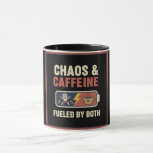 Chaos & Caffeine Funny Retro Parenting Mom Dad Quo Mug