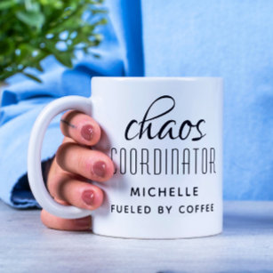 Chaos Coordinator Black Typography Personalized Coffee Mug