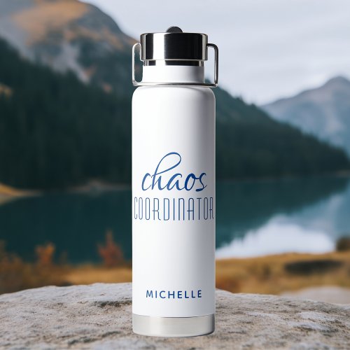 Chaos Coordinator Blue Calligraphy Script Name Water Bottle