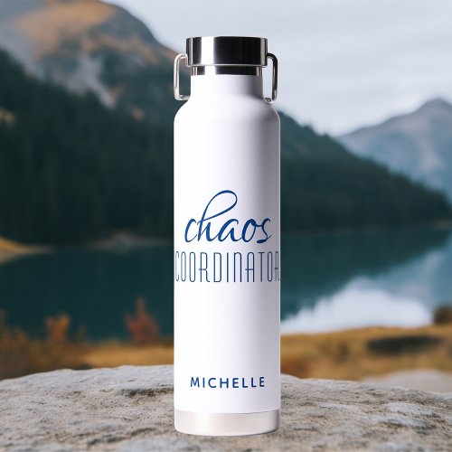 Chaos Coordinator Blue Calligraphy Script Name Water Bottle