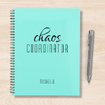 Chaos Coordinator Blue Personalized Name Planner<br><div class="desc">Chaos Coordinator Blue Personalized Name festuresthe text "chaos coordinator" in a fun black script typography. Perfect for that busy mom,  teacher,  sports team manager or work boss. Designed by Evco Studio www.zazzle.com/store/evcostudio</div>