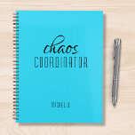 Chaos Coordinator Blue Personalized Name Planner<br><div class="desc">Chaos Coordinator Blue Personalized Name festuresthe text "chaos coordinator" in a fun black script typography. Perfect for that busy mom,  teacher,  sports team manager or work boss. Designed by Evco Studio www.zazzle.com/store/evcostudio</div>