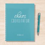 Chaos Coordinator Blue Personalized Name Planner<br><div class="desc">Chaos Coordinator Blue Personalized Name festuresthe text "chaos coordinator" in a fun white script typography. Perfect for that busy mom,  teacher,  sports team manager or work boss. Designed by Evco Studio www.zazzle.com/store/evcostudio</div>
