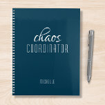 Chaos Coordinator Blue Personalized Name Planner<br><div class="desc">Chaos Coordinator Blue Personalized Name festuresthe text "chaos coordinator" in a fun white script typography. Perfect for that busy mom,  teacher,  sports team manager or work boss. Designed by Evco Studio www.zazzle.com/store/evcostudio</div>