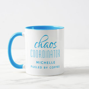 Chaos Coordinator Blue Typography Personalized Mug