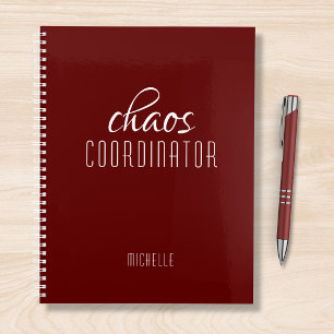 Chaos Coordinator Burgundy Personalized Name Planner