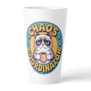 Chaos Coordinator Cat Sticker - Funny Grumpy Coffe Latte Mug