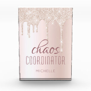 Chaos Coordinator Chic Girly Glitter Personalized Acrylic Award