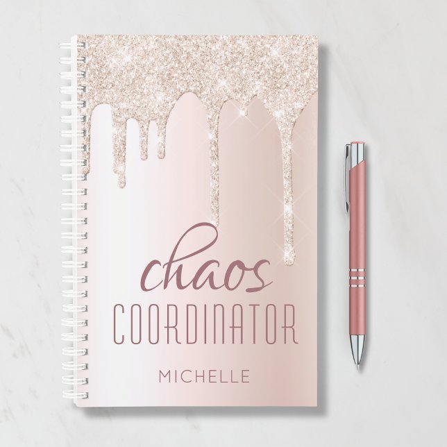 Chaos Coordinator Chic Girly Glitter Personalized Planner (Creator Uploaded)