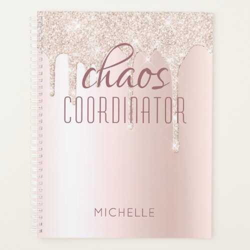 Chaos Coordinator Chic Girly Glitter Personalized Planner
