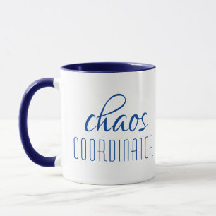 Chaos Coordinator Funny Blue Script Quote Mug