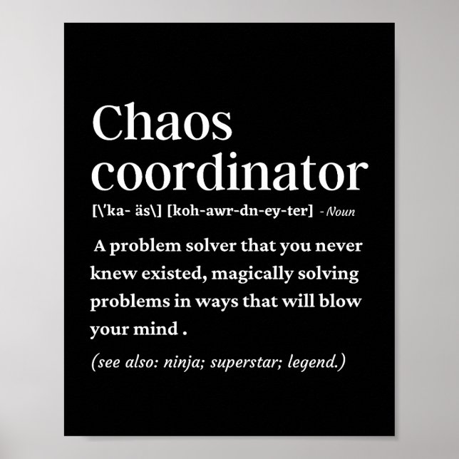 Chaos coordinator funny definition poster (Front)