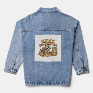 Chaos Coordinator Funny Overworked Raccoon Denim Jacket