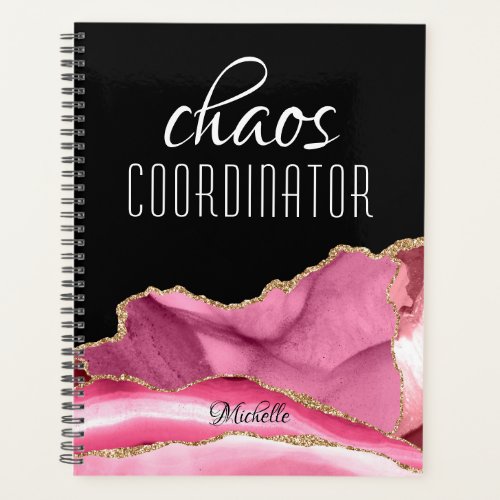 Chaos Coordinator Girly Pink Gold Marble Name Planner