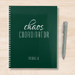 Chaos Coordinator Green Personalized Name Planner<br><div class="desc">Chaos Coordinator Green Personalized Name festuresthe text "chaos coordinator" in a fun white script typography. Perfect for that busy mom,  teacher,  sports team manager or work boss. Designed by Evco Studio www.zazzle.com/store/evcostudio</div>