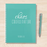 Chaos Coordinator Green Personalized Name Planner<br><div class="desc">Chaos Coordinator Green Personalized Name festuresthe text "chaos coordinator" in a fun white script typography. Perfect for that busy mom,  teacher,  sports team manager or work boss. Designed by Evco Studio www.zazzle.com/store/evcostudio</div>