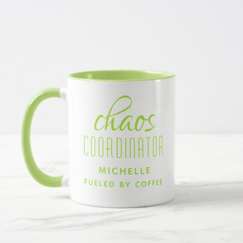 Chaos Coordinator Green Typography Personalized Mug
