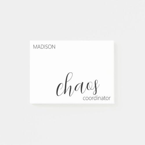 Chaos Coordinator Modern Black Script Name Post_it Notes