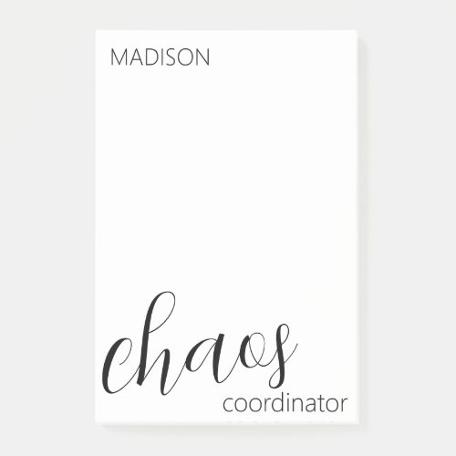 Chaos Coordinator Modern Black Script Name Post_it Notes